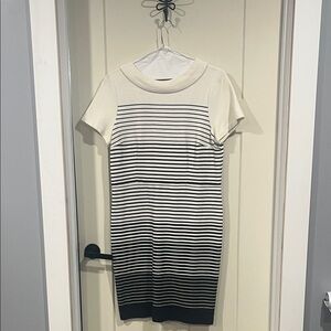 Talbots Black and White Striped Mini Dress